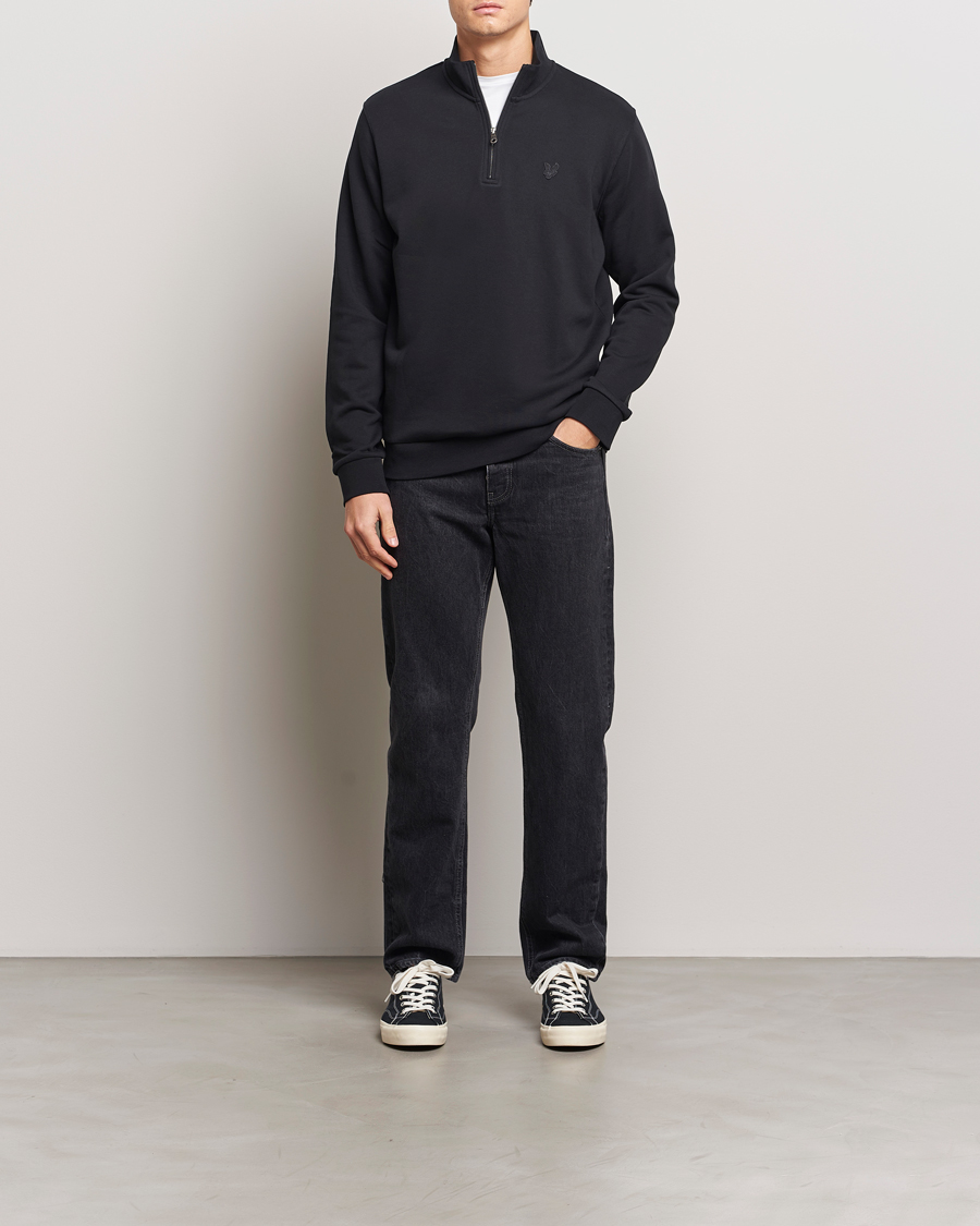 Uomini | Maglieria | Lyle & Scott | Tonal Eagle Half Zip Sweater Jet Black