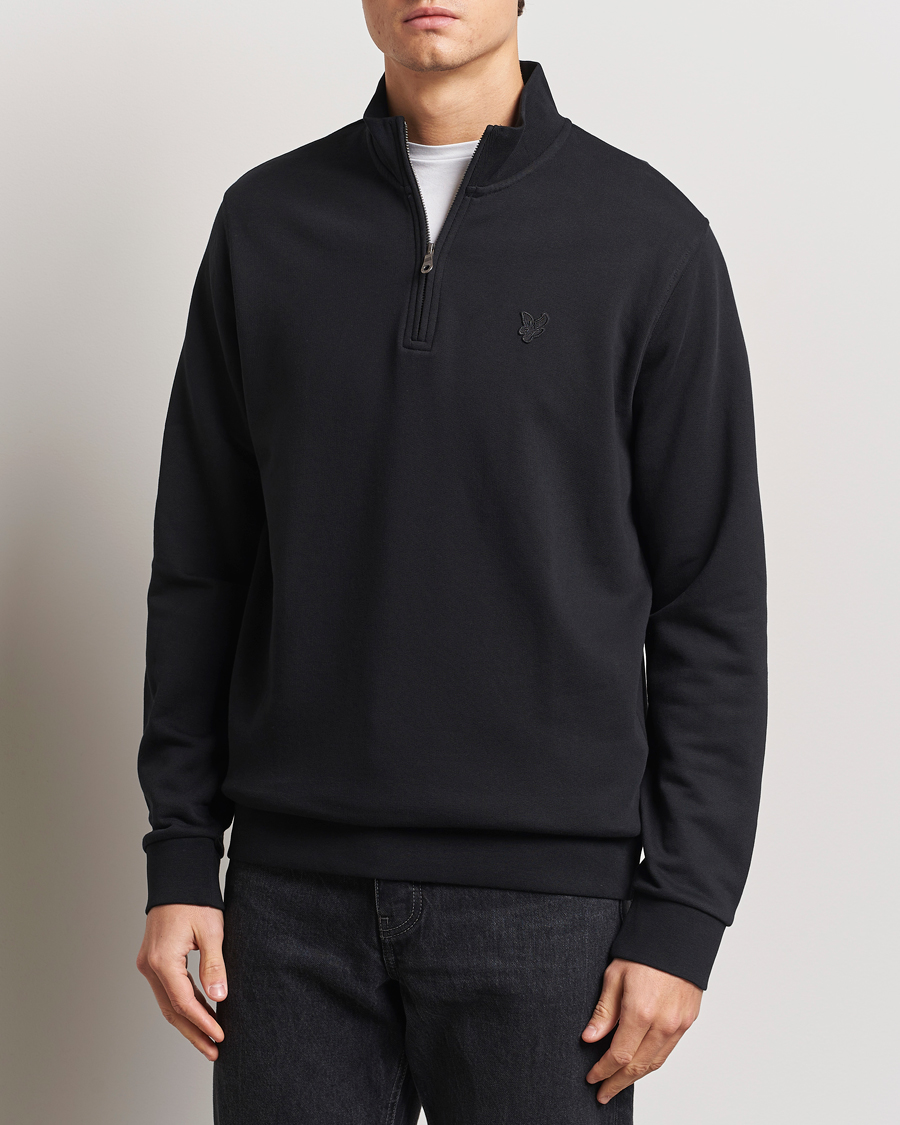 Uomini | Maglieria | Lyle & Scott | Tonal Eagle Half Zip Sweater Jet Black