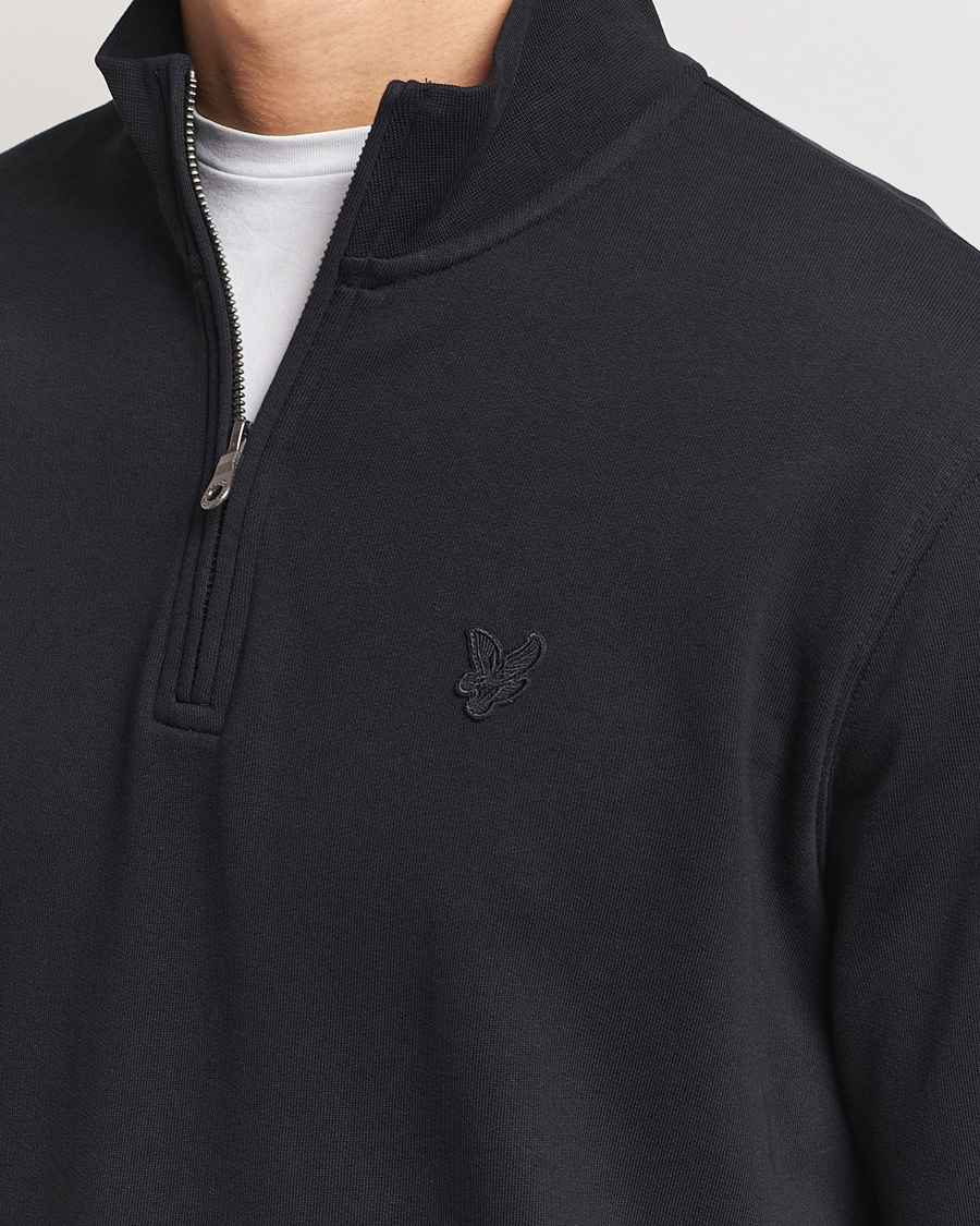 Uomini | Maglieria | Lyle & Scott | Tonal Eagle Half Zip Sweater Jet Black