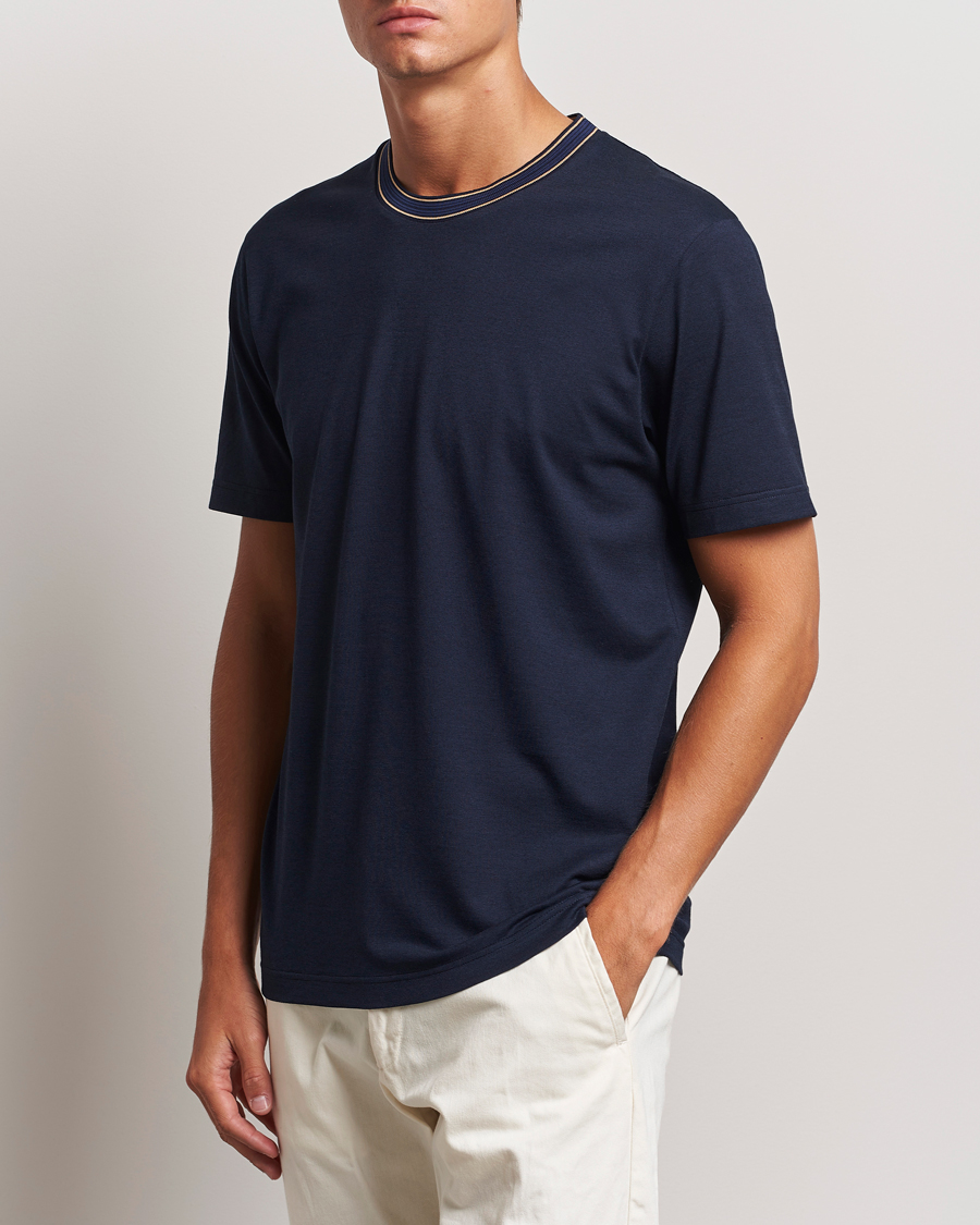 Uomini | T-shirt | Orlebar Brown | OB Standard Ribbon Tipping T-Shirt Night Iris