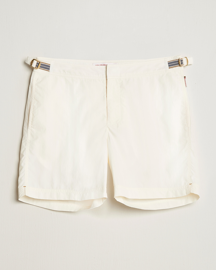 Uomini | Costumi da bagno | Orlebar Brown | Bulldog Ribbon Tape Trim Swimshorts White Sand