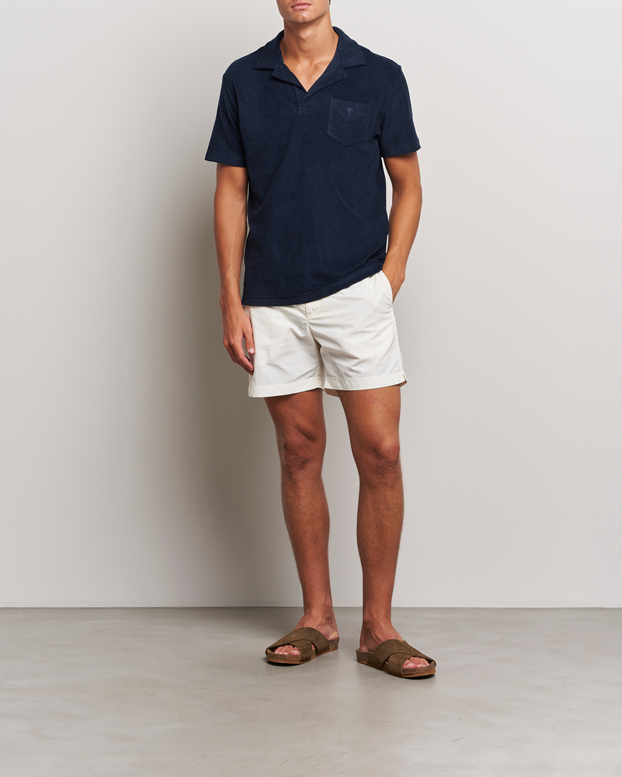 Uomini | Costumi da bagno | Orlebar Brown | Bulldog Ribbon Tape Trim Swimshorts White Sand
