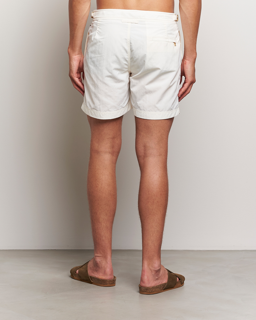 Uomini | Costumi da bagno | Orlebar Brown | Bulldog Ribbon Tape Trim Swimshorts White Sand