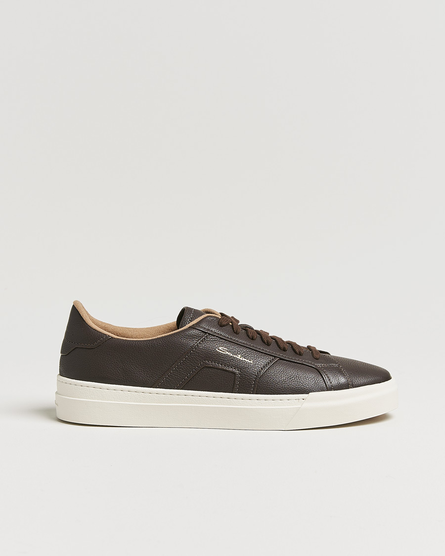 Uomini | Santoni Double Buckle Sneakers Dark Brown Grain | Santoni | Double Buckle Sneakers Dark Brown Grain