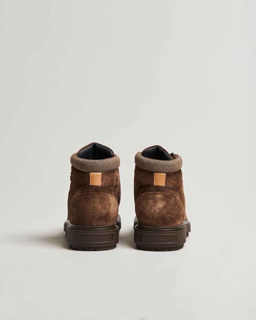 Uomini | Santoni St Moritz No Lace Boot Dark Brown Suede | Santoni | St Moritz No Lace Boot Dark Brown Suede