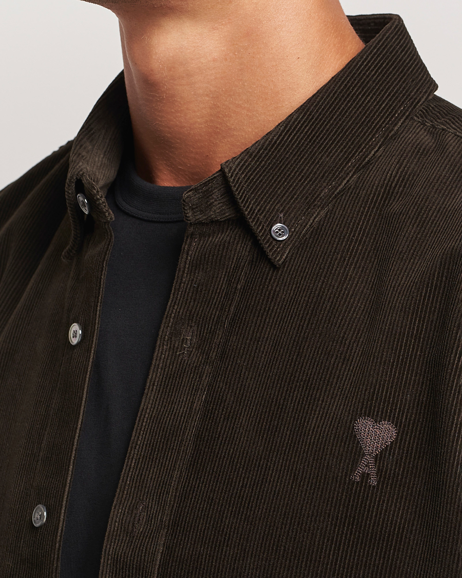 Uomini | Camicie | AMI | Classic Fit Corduroy Shirt Dark Coffee