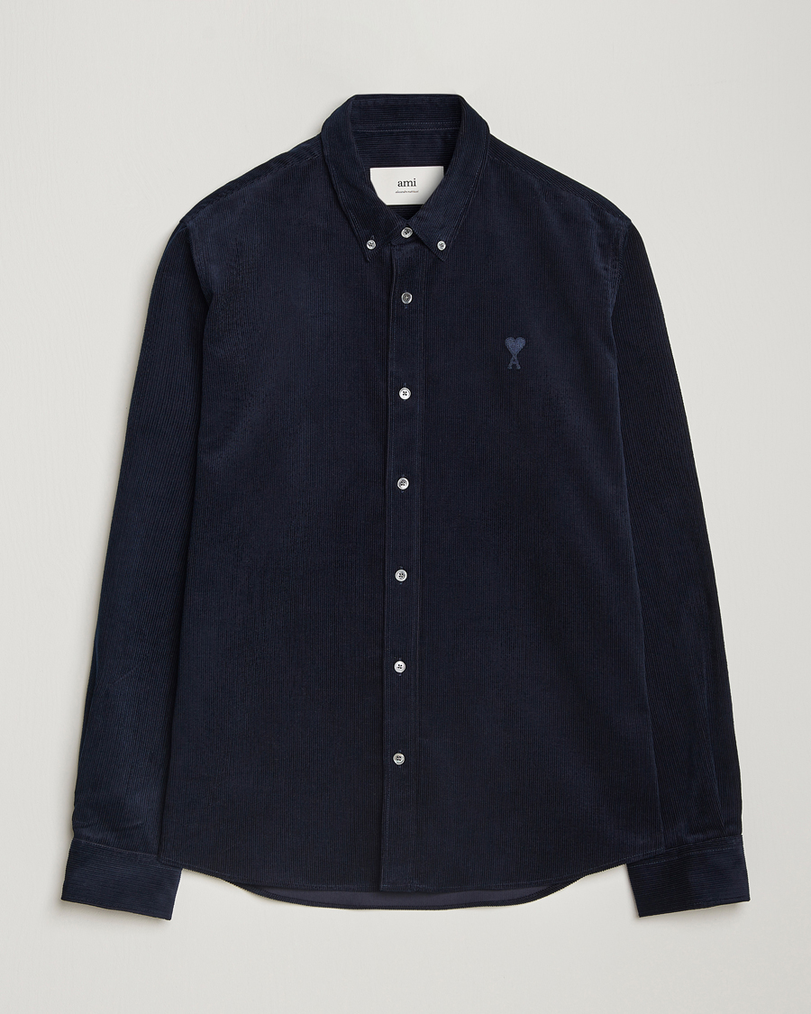 Uomini | Camicie | AMI | Classic Fit Corduroy Shirt Navy