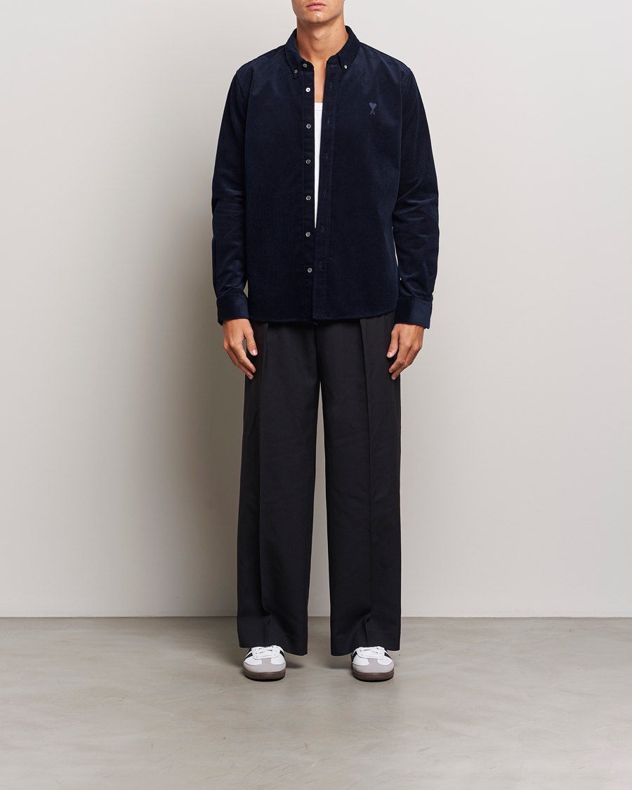Uomini | Camicie | AMI | Classic Fit Corduroy Shirt Navy