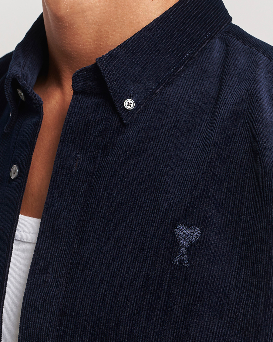 Uomini | Camicie | AMI | Classic Fit Corduroy Shirt Navy