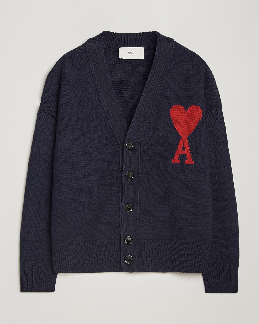 Uomini | Maglieria | AMI | Big Heart Logo Cardigan Navy