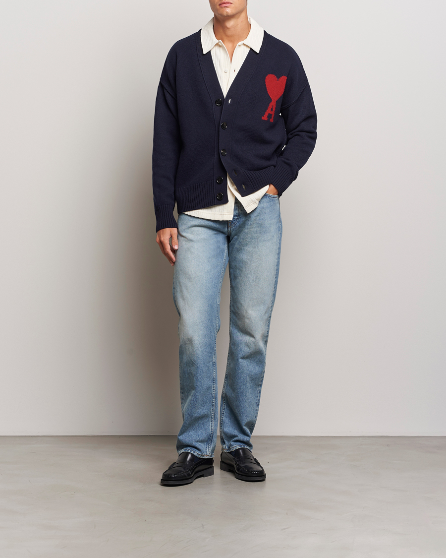 Uomini | Maglieria | AMI | Big Heart Logo Cardigan Navy