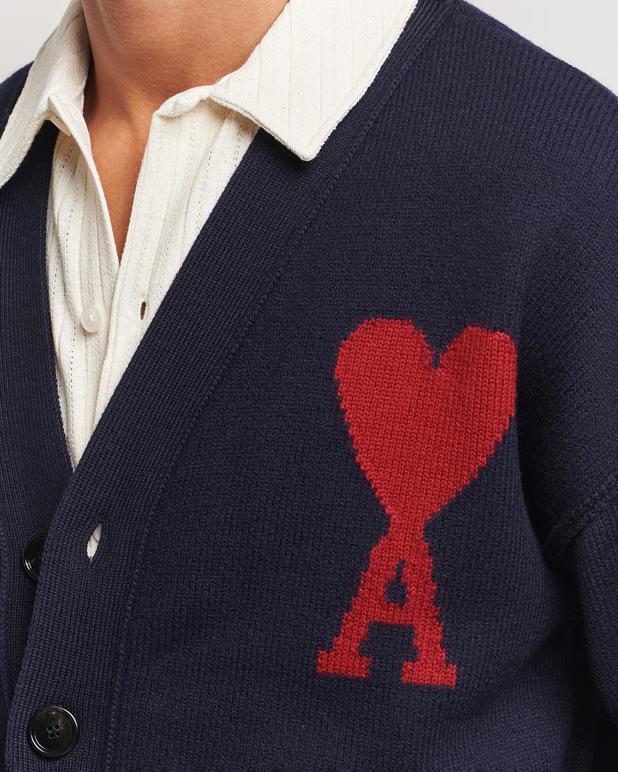 Uomini | Maglieria | AMI | Big Heart Logo Cardigan Navy