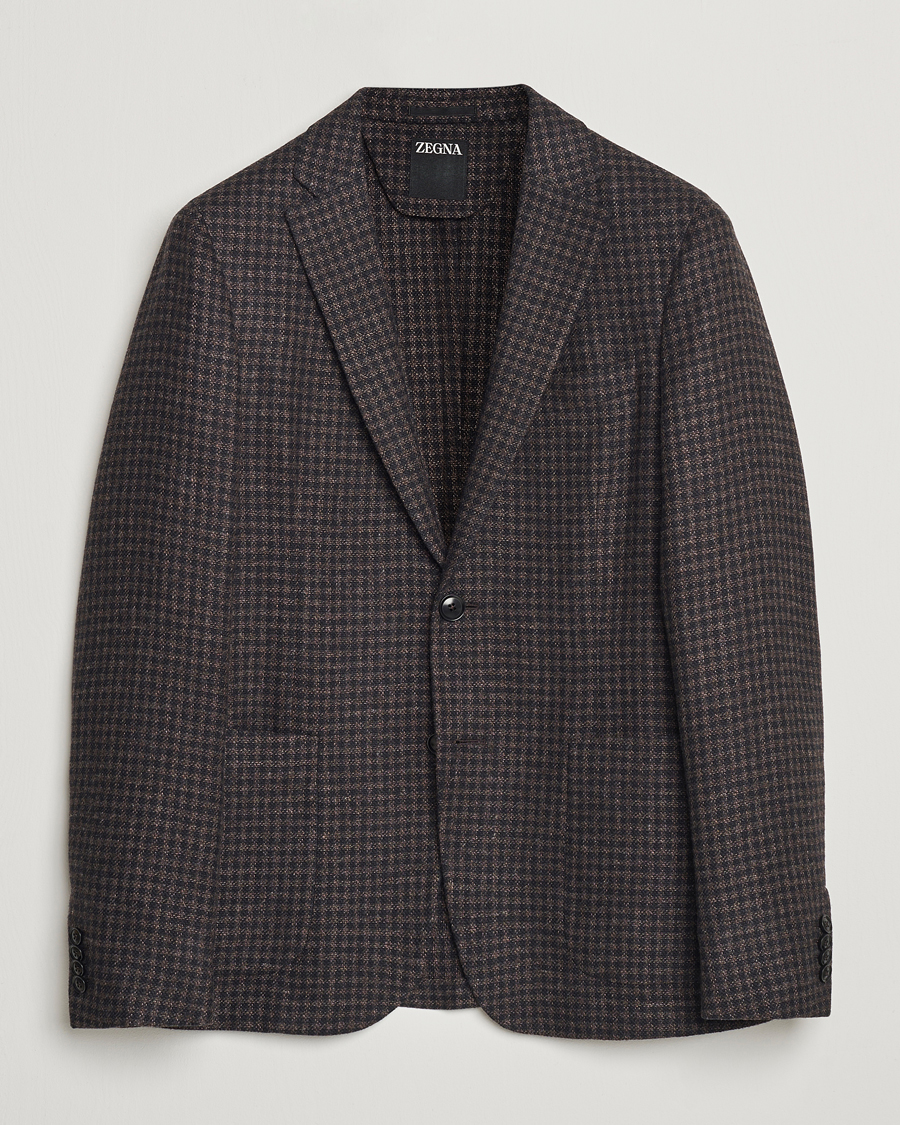Uomini | Blazers | Zegna | Unconstructed Wool/Cashmere Blazer Brown Check