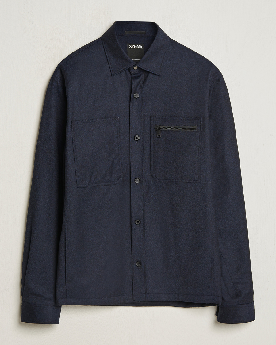 Uomini | Giacche | Zegna | Techmerino Flannel Shirt Jacket Navy