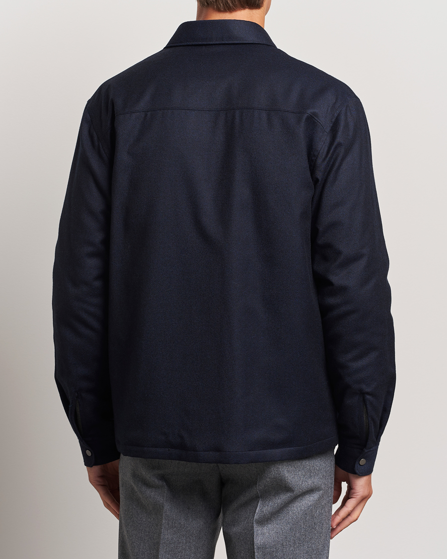 Uomini | Giacche | Zegna | Techmerino Flannel Shirt Jacket Navy