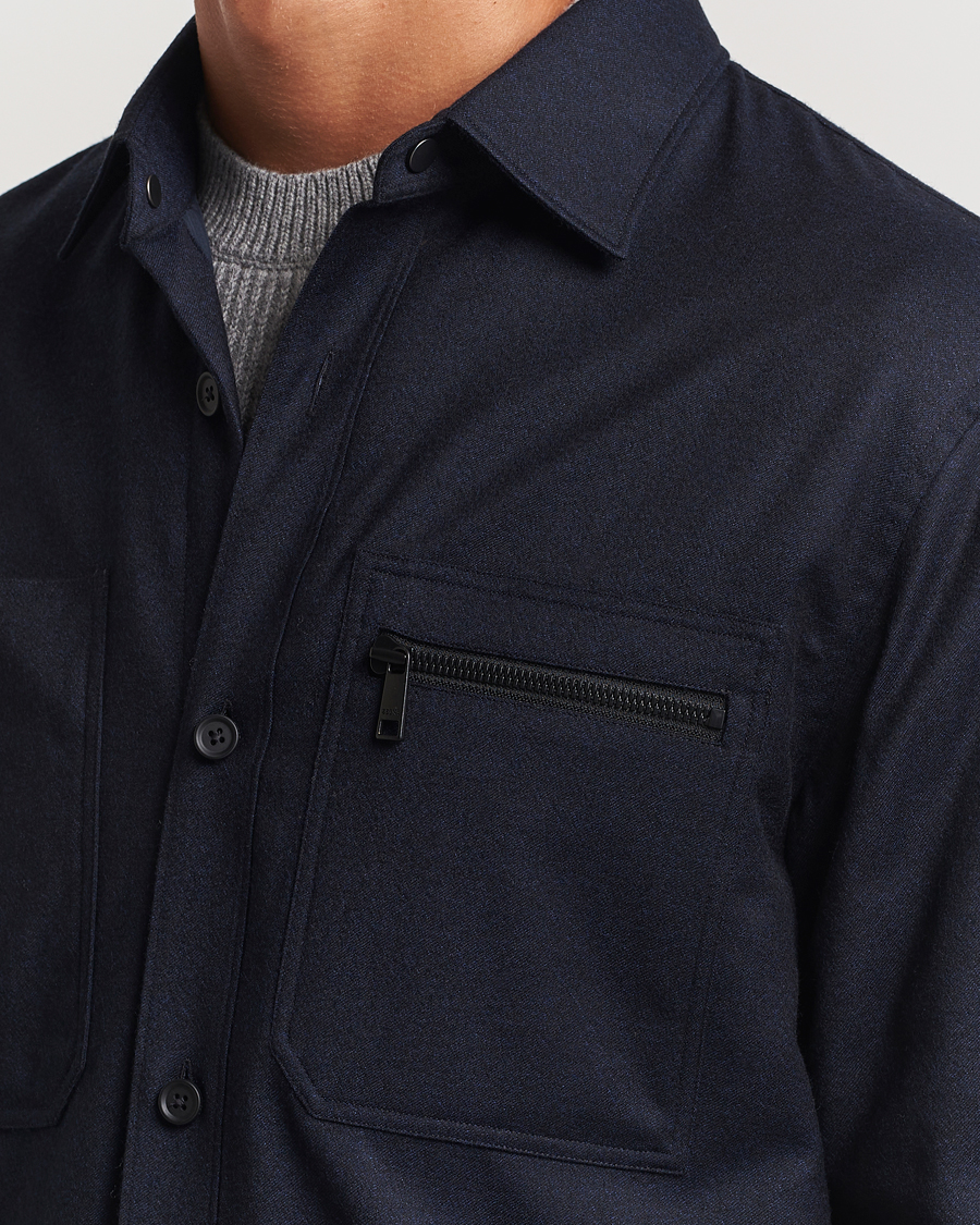 Uomini | Giacche | Zegna | Techmerino Flannel Shirt Jacket Navy