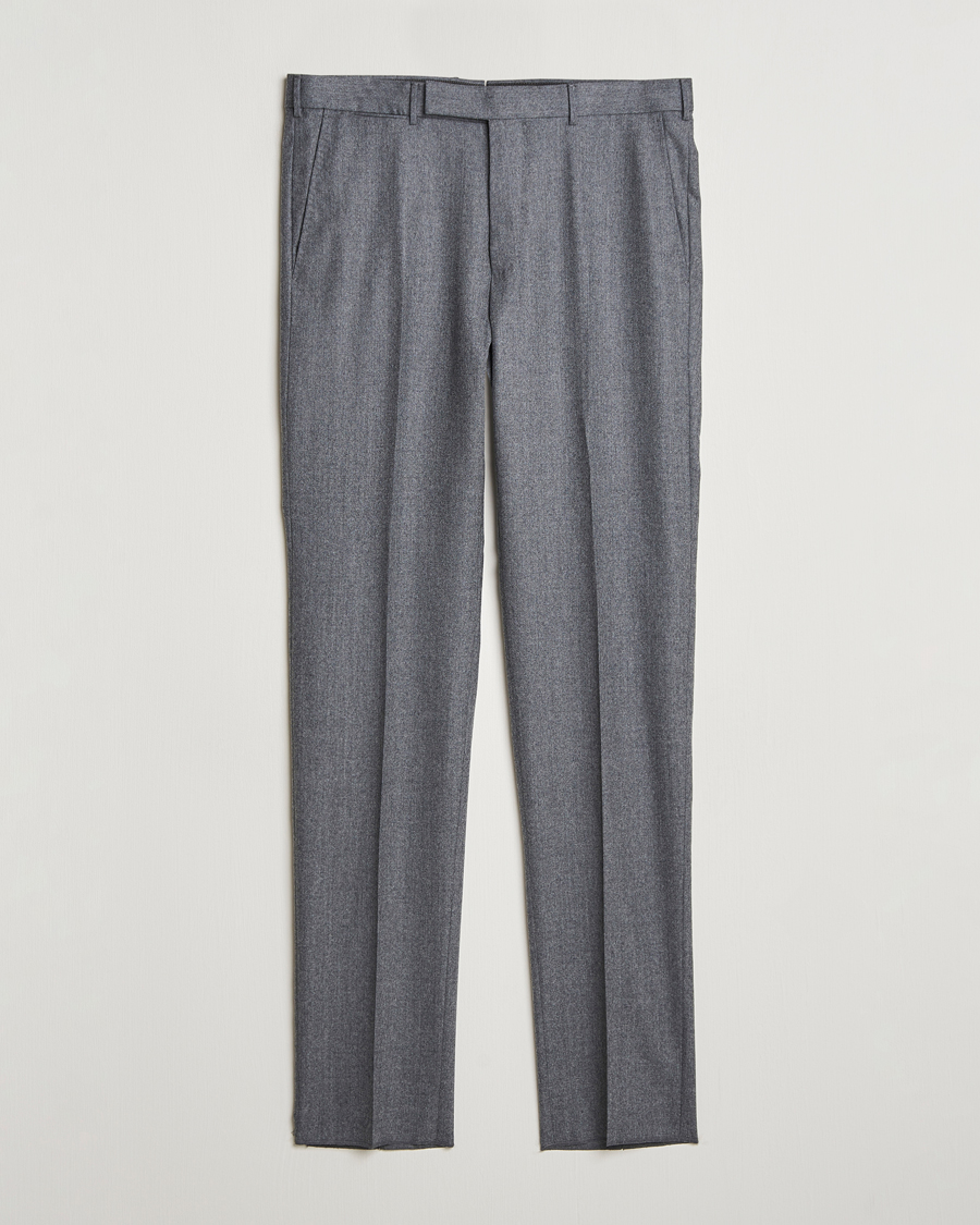 Uomini | Pantaloni | Zegna | Carded Flannel Trousers Grey Melange