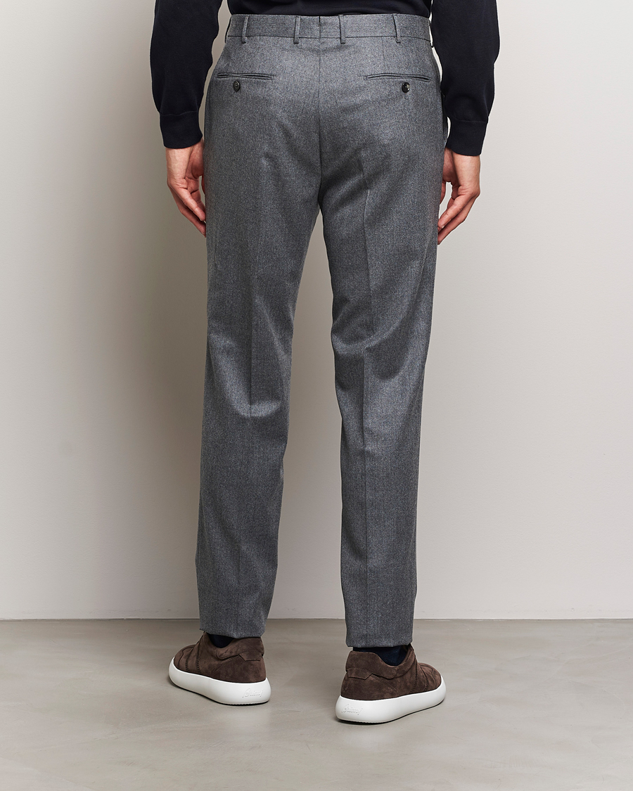 Uomini | Pantaloni | Zegna | Carded Flannel Trousers Grey Melange
