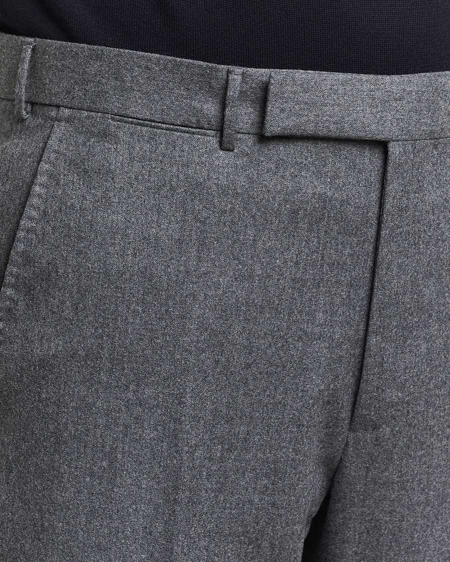 Uomini | Pantaloni | Zegna | Carded Flannel Trousers Grey Melange