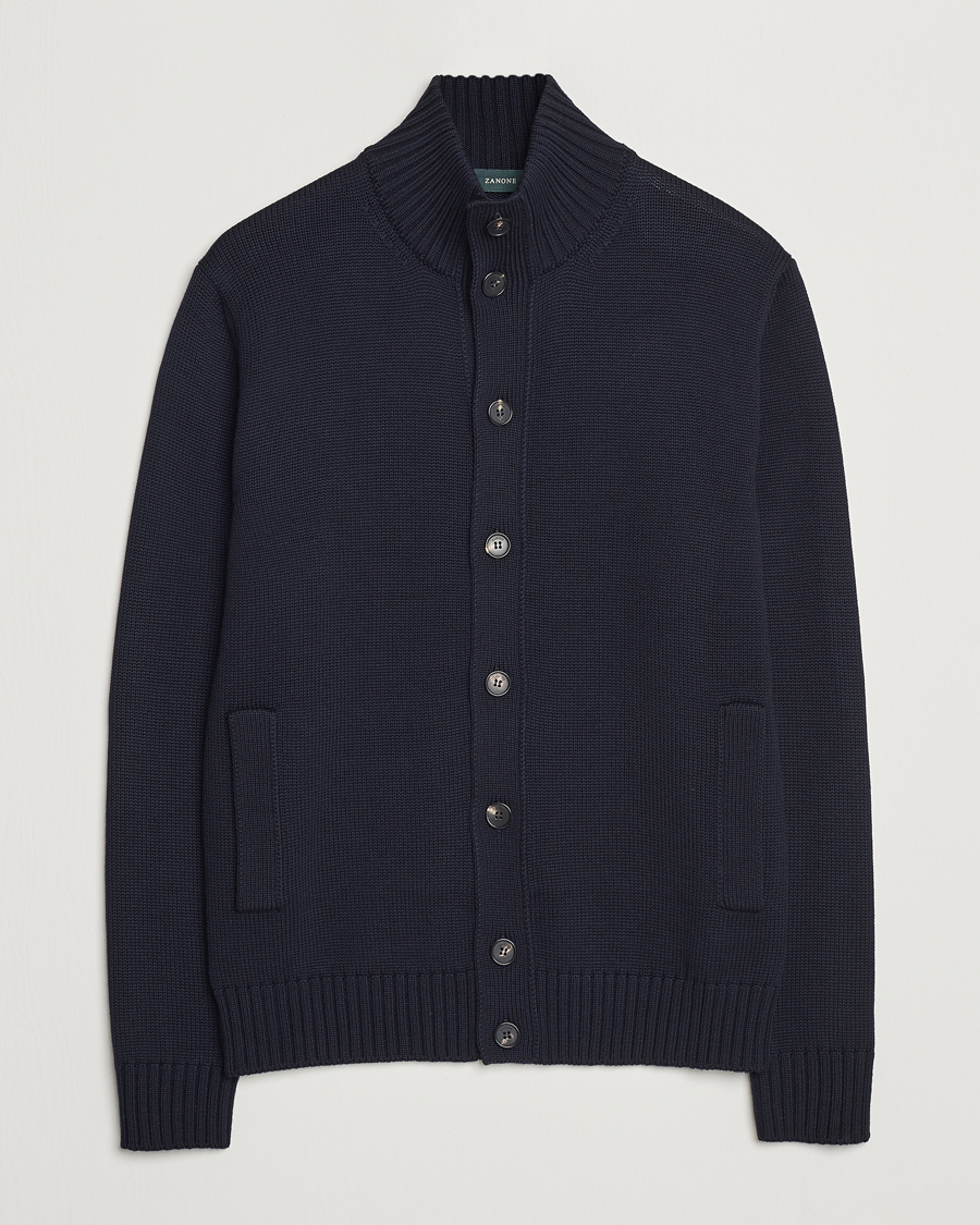 Uomini | Maglieria | Zanone | Virgin Merino Wool Chioto Cardigan Navy