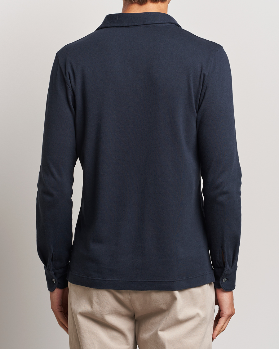 Uomini | Maglieria | Zanone | Heavy Jersey Long Sleeve Polo Navy