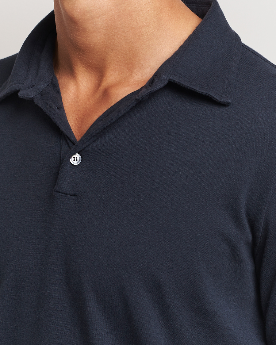 Uomini | Maglieria | Zanone | Heavy Jersey Long Sleeve Polo Navy