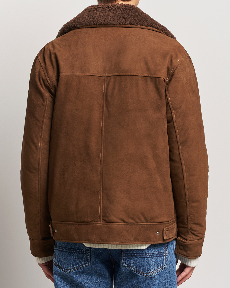 Uomini | Giacche | Valstar | Goose Down Shearling Flight Jacket Brown Suede