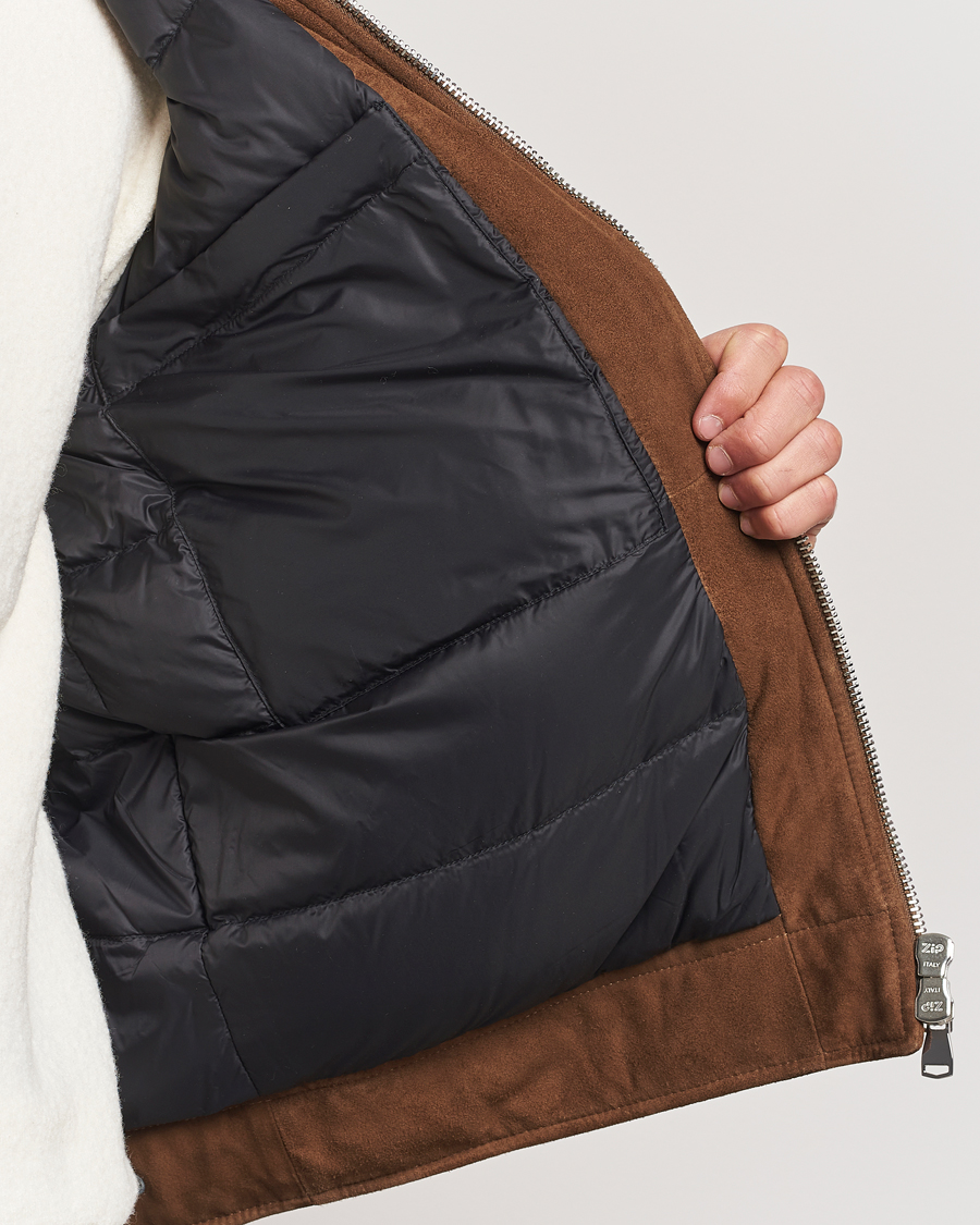 Uomini | Giacche | Valstar | Goose Down Shearling Flight Jacket Brown Suede