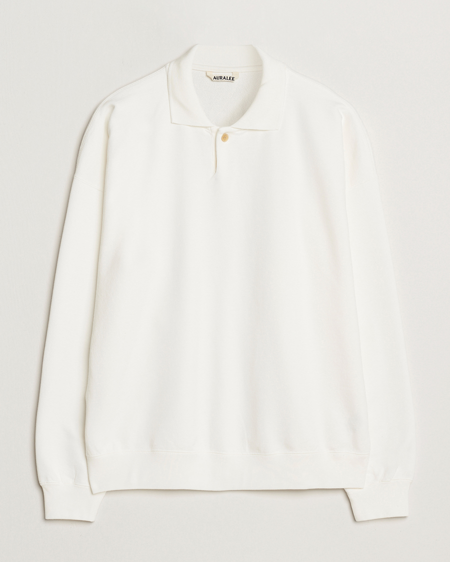 Uomini | Maglieria | Auralee | Pima Cotton Long Sleeve Polo White