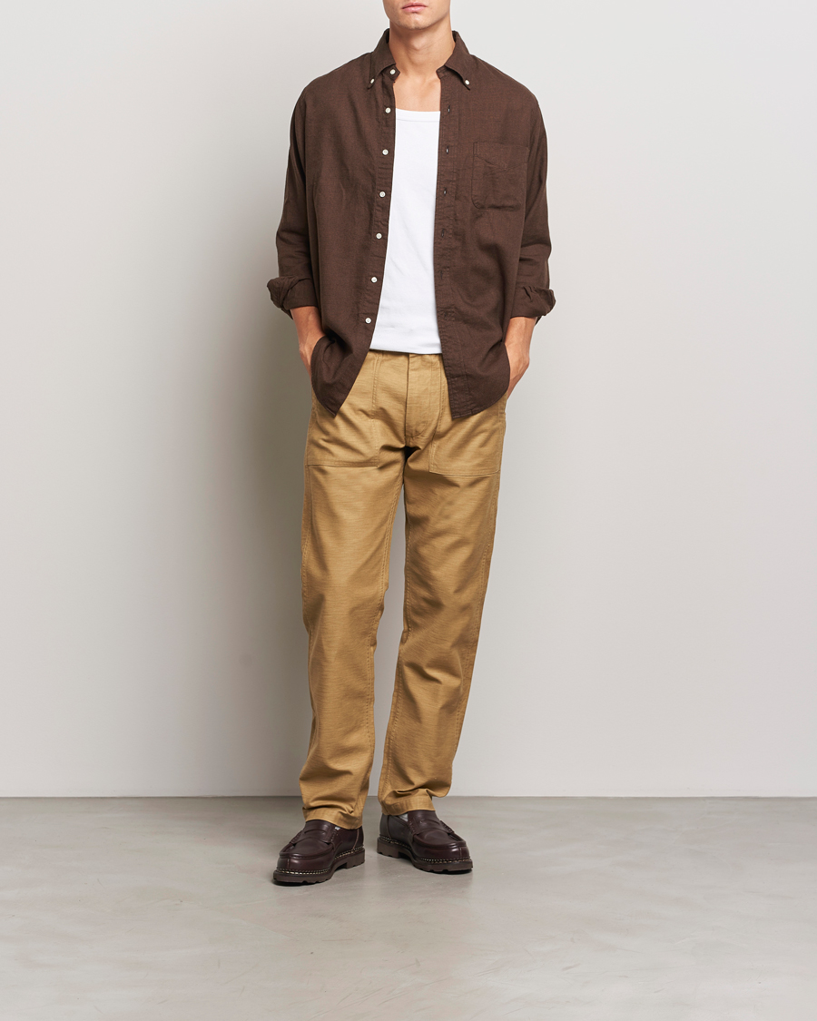 Uomini | Pantaloni | orSlow | Slim Fit Original Sateen Fatigue Pants Khaki