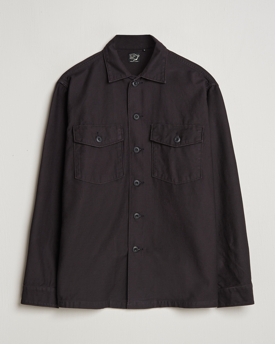Uomini | Camicie | orSlow | Cotton Sateen US Army Overshirt Black