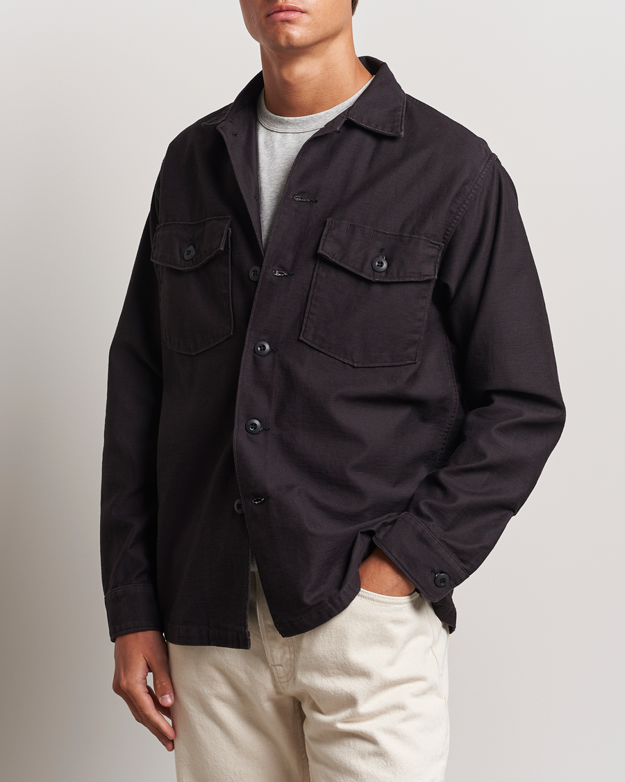 Uomini | Camicie | orSlow | Cotton Sateen US Army Overshirt Black