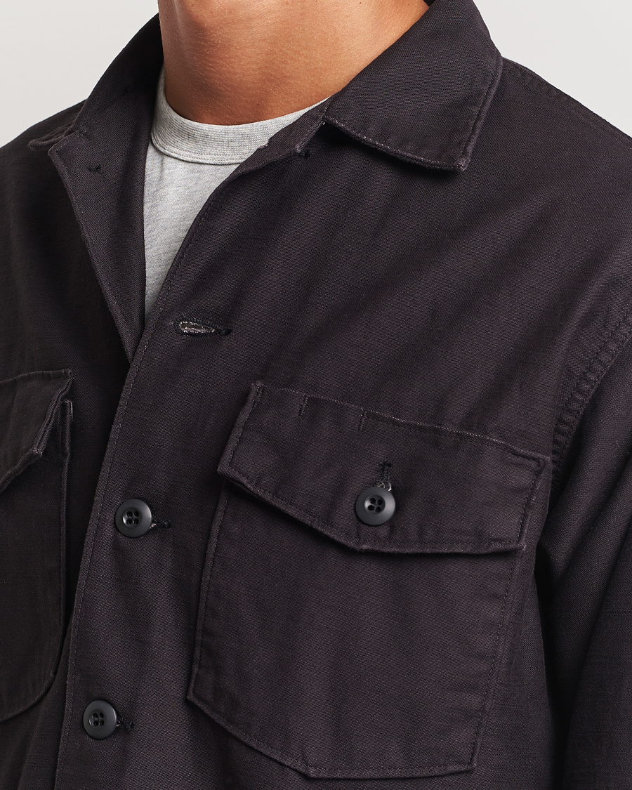 Uomini | Camicie | orSlow | Cotton Sateen US Army Overshirt Black