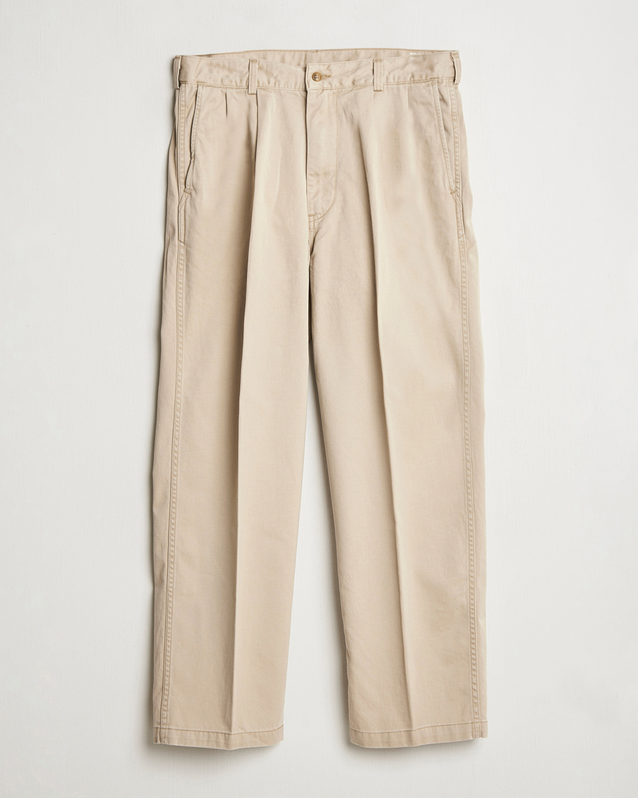 Uomini | Pantaloni | orSlow | Two Tuck Wide Trousers Khaki