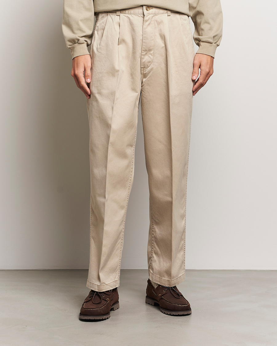 Uomini | Pantaloni | orSlow | Two Tuck Wide Trousers Khaki