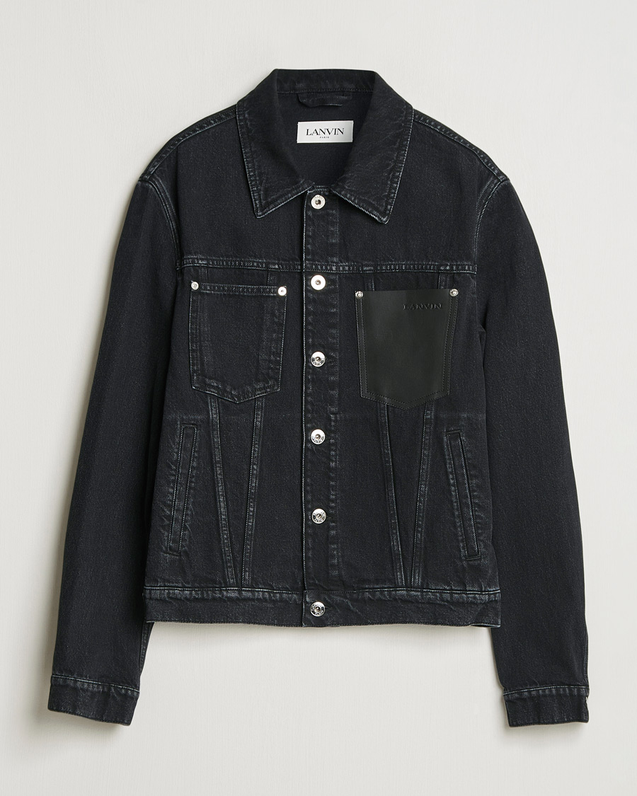 Uomini | Giacche | Lanvin | Leather Pocket Denim Jacket Black