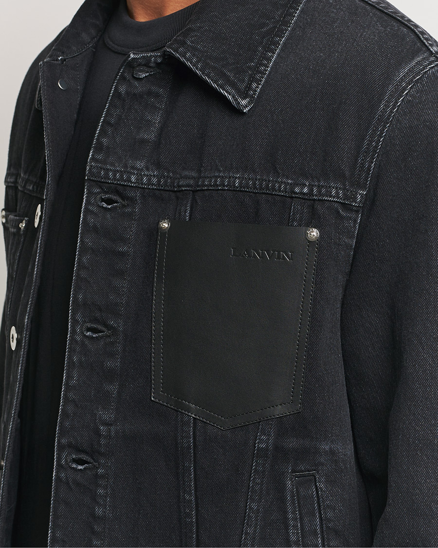 Uomini | Giacche | Lanvin | Leather Pocket Denim Jacket Black