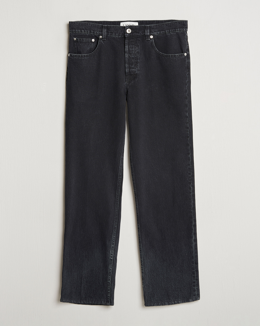 Uomini | Jeans | Lanvin | Leather Pocket Denim Pants Black