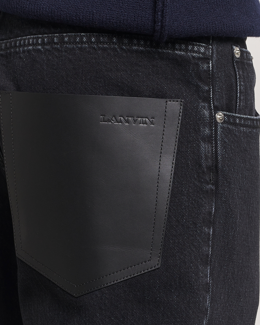 Uomini | Jeans | Lanvin | Leather Pocket Denim Pants Black