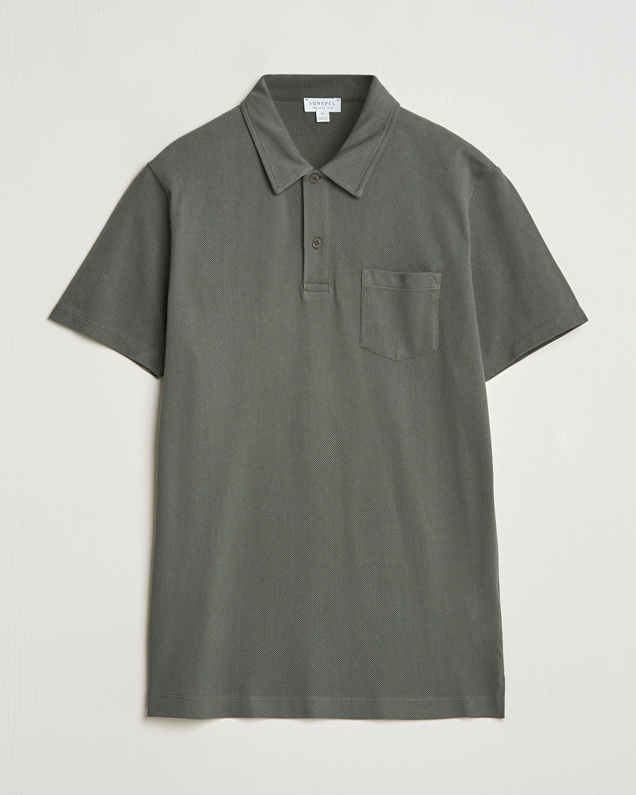 Uomini | Polo | Sunspel | Riviera Polo Shirt Drill Green