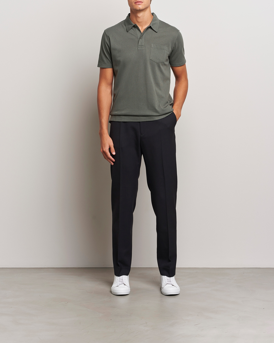 Uomini | Polo | Sunspel | Riviera Polo Shirt Drill Green