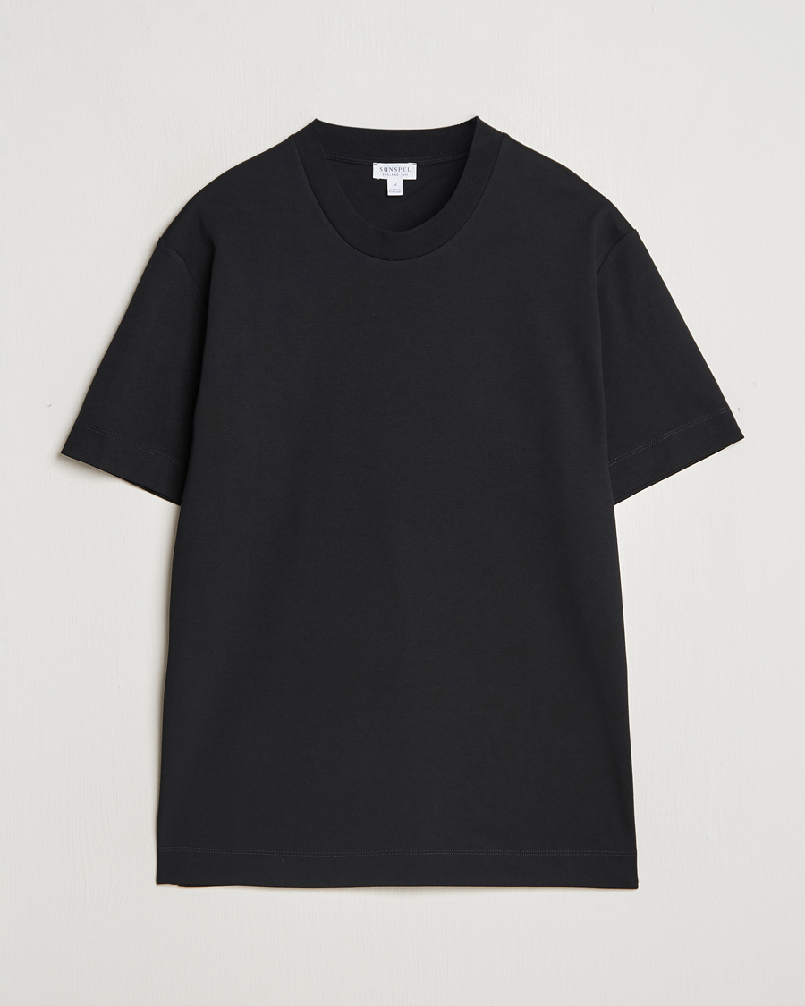 Uomini | T-shirt | Sunspel | Heavy Weight Supima Cotton T-Shirt Black