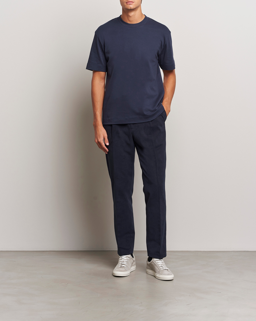 Uomini | T-shirt | Sunspel | Heavy Weight Supima Cotton T-Shirt Navy