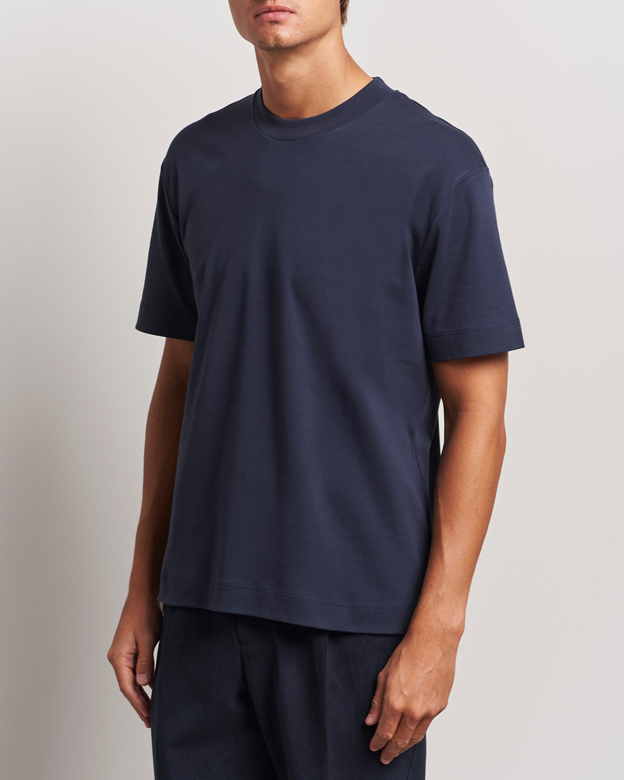 Uomini | T-shirt | Sunspel | Heavy Weight Supima Cotton T-Shirt Navy