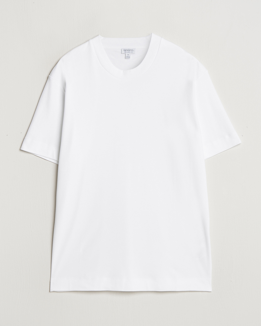 Uomini | T-shirt | Sunspel | Heavy Weight Supima Cotton T-Shirt White