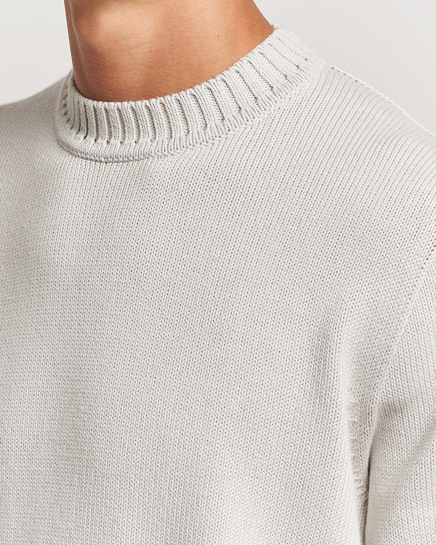 Uomini | Maglieria | Sunspel | Mid Weight Cotton Crew Putty