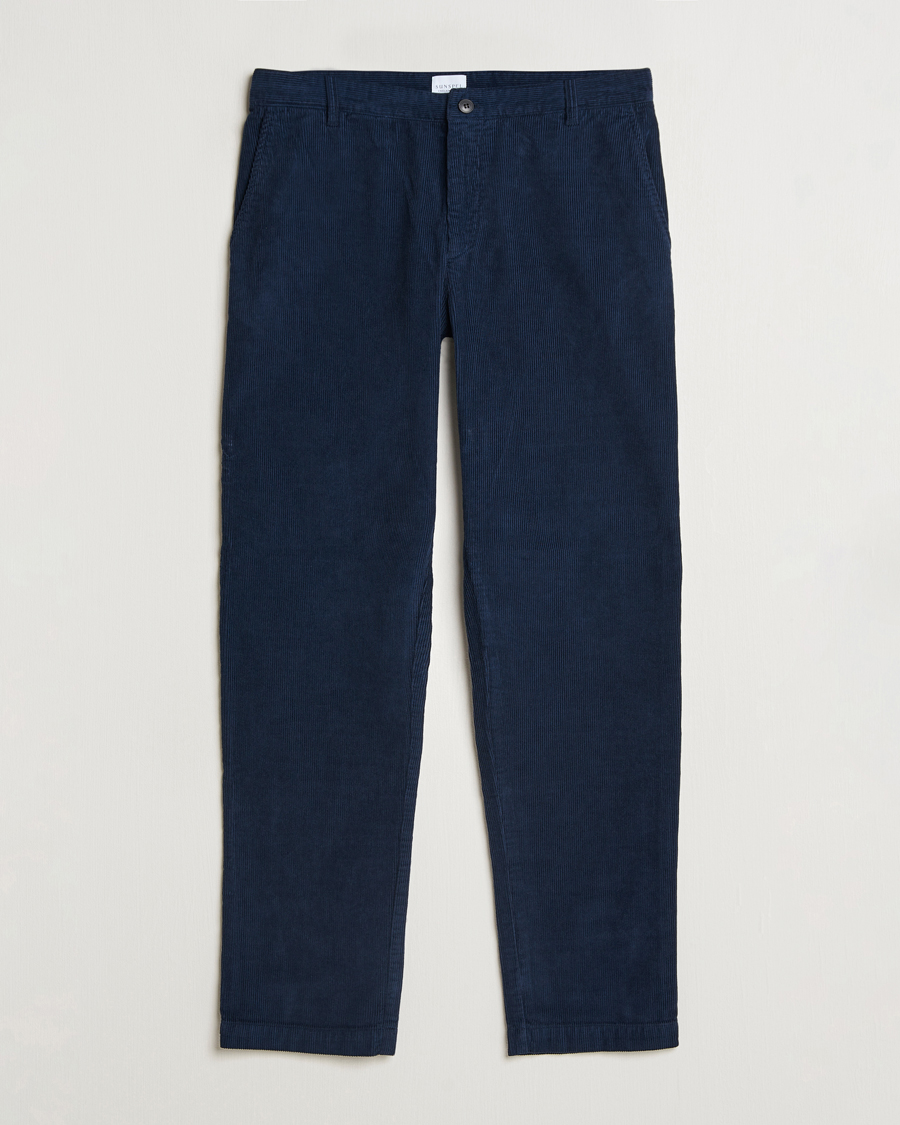 Uomini | Pantaloni | Sunspel | Corduroy Chore Trousers Navy