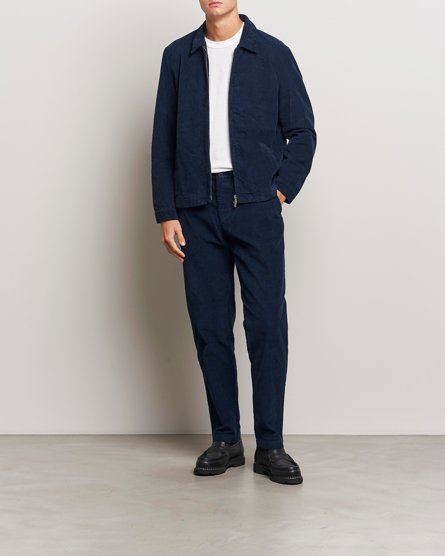 Uomini | Pantaloni | Sunspel | Corduroy Chore Trousers Navy