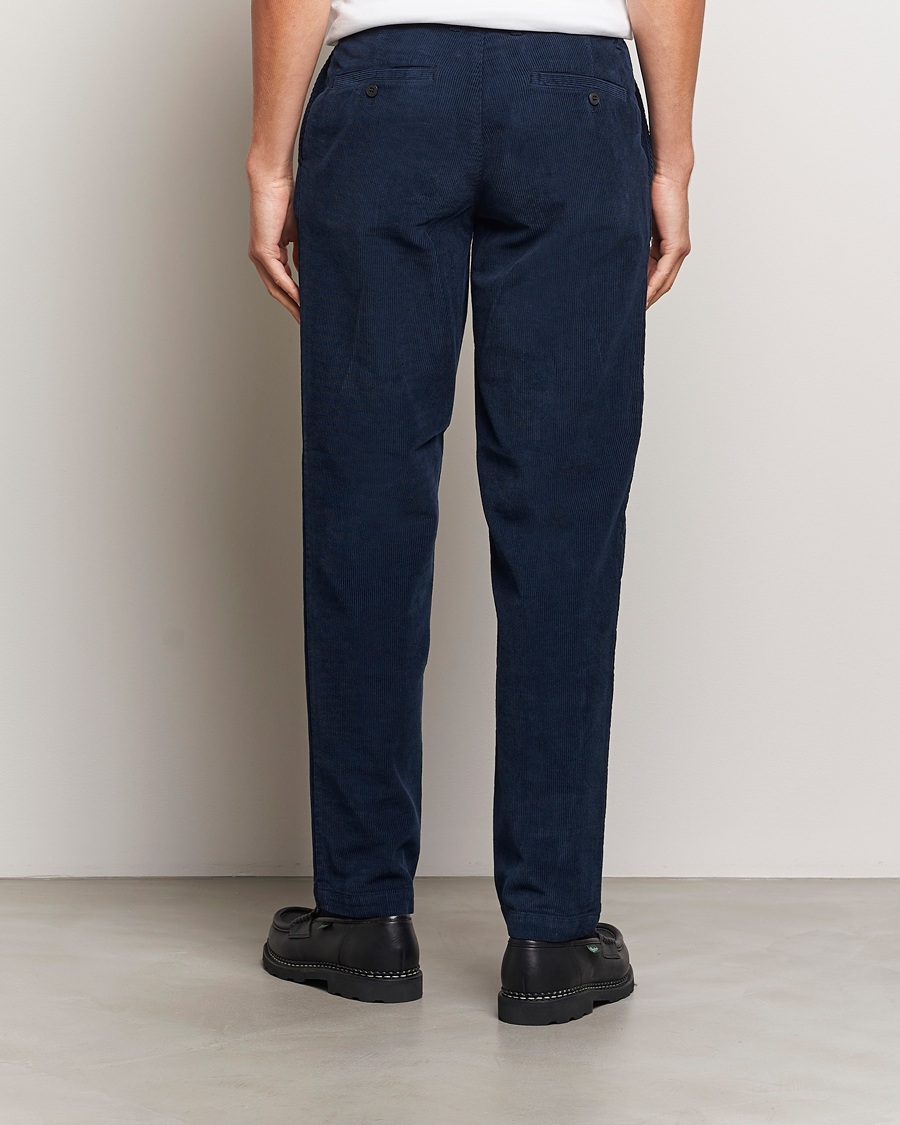 Uomini | Pantaloni | Sunspel | Corduroy Chore Trousers Navy