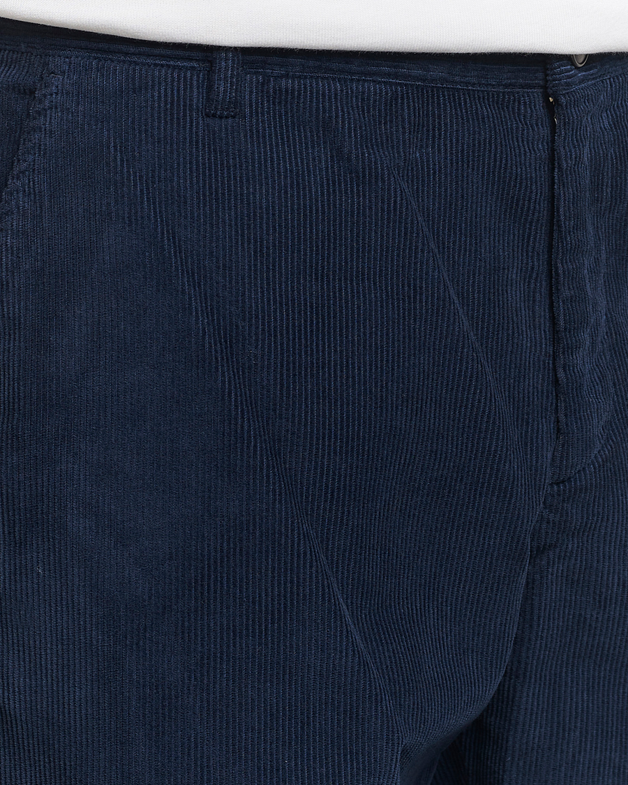 Uomini | Pantaloni | Sunspel | Corduroy Chore Trousers Navy